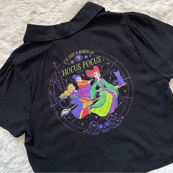 Disney Her Universe Top Hocus Pocus Tie Front Button Up Shirt XL NWT New - Picture 2 of 12